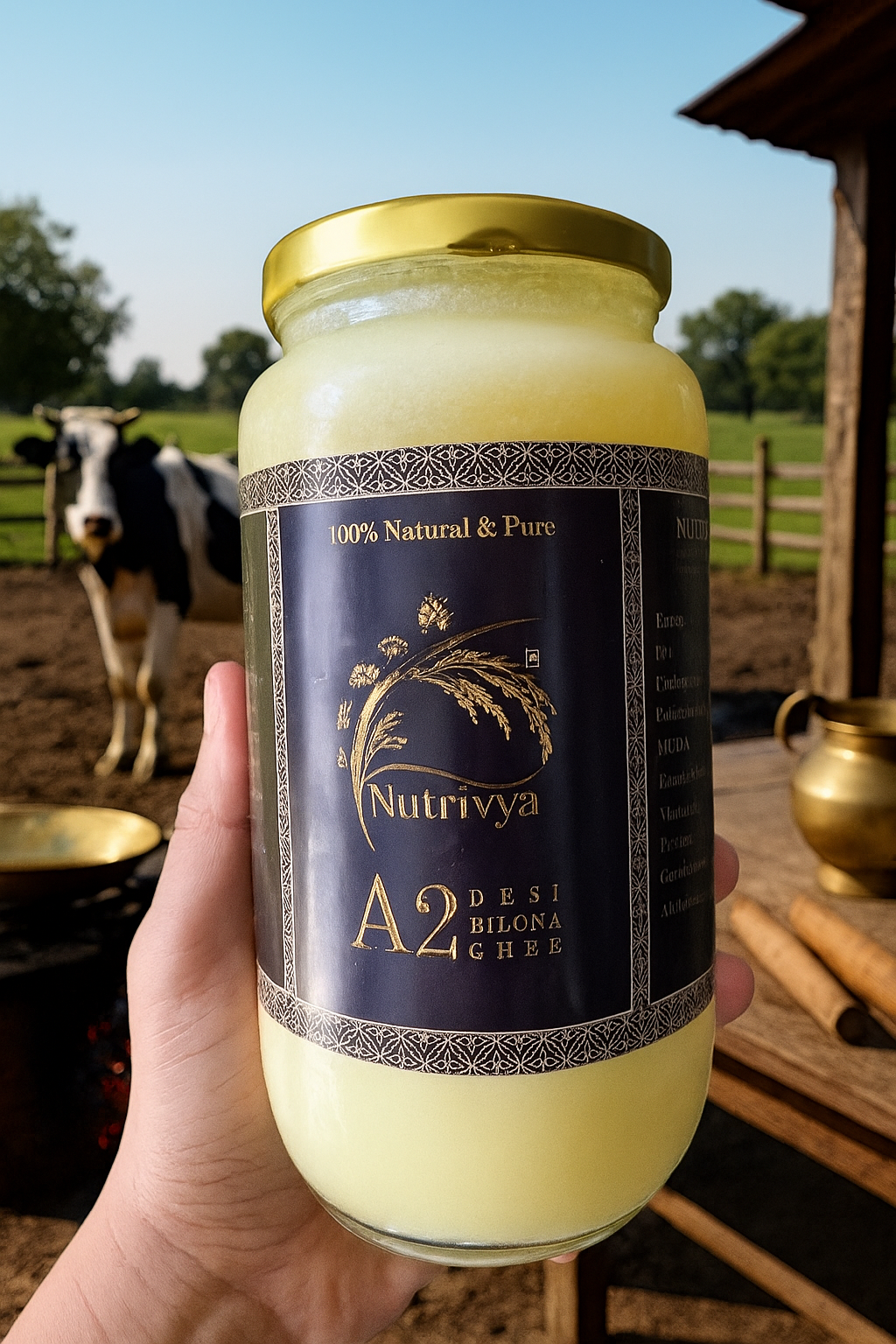 Gir Cow A2 Ghee - Made From Curd 1Ltr